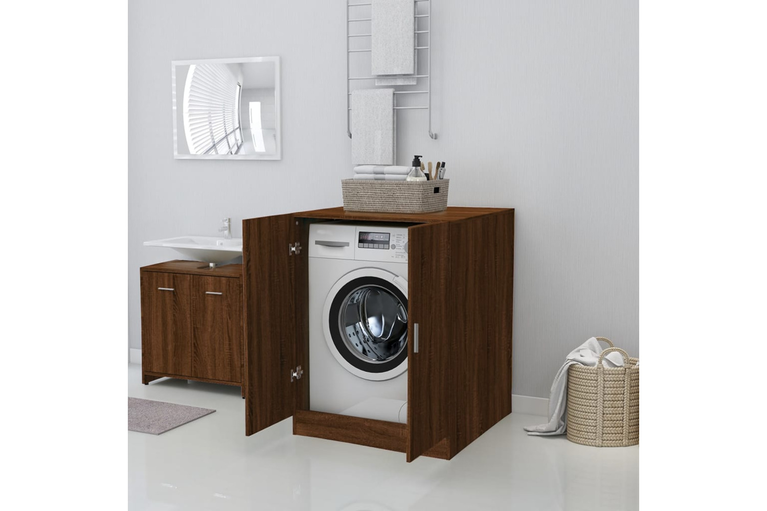vidaXL 813196 Washing Machine Cabinet Brown Oak 71x71.5x91.5cm