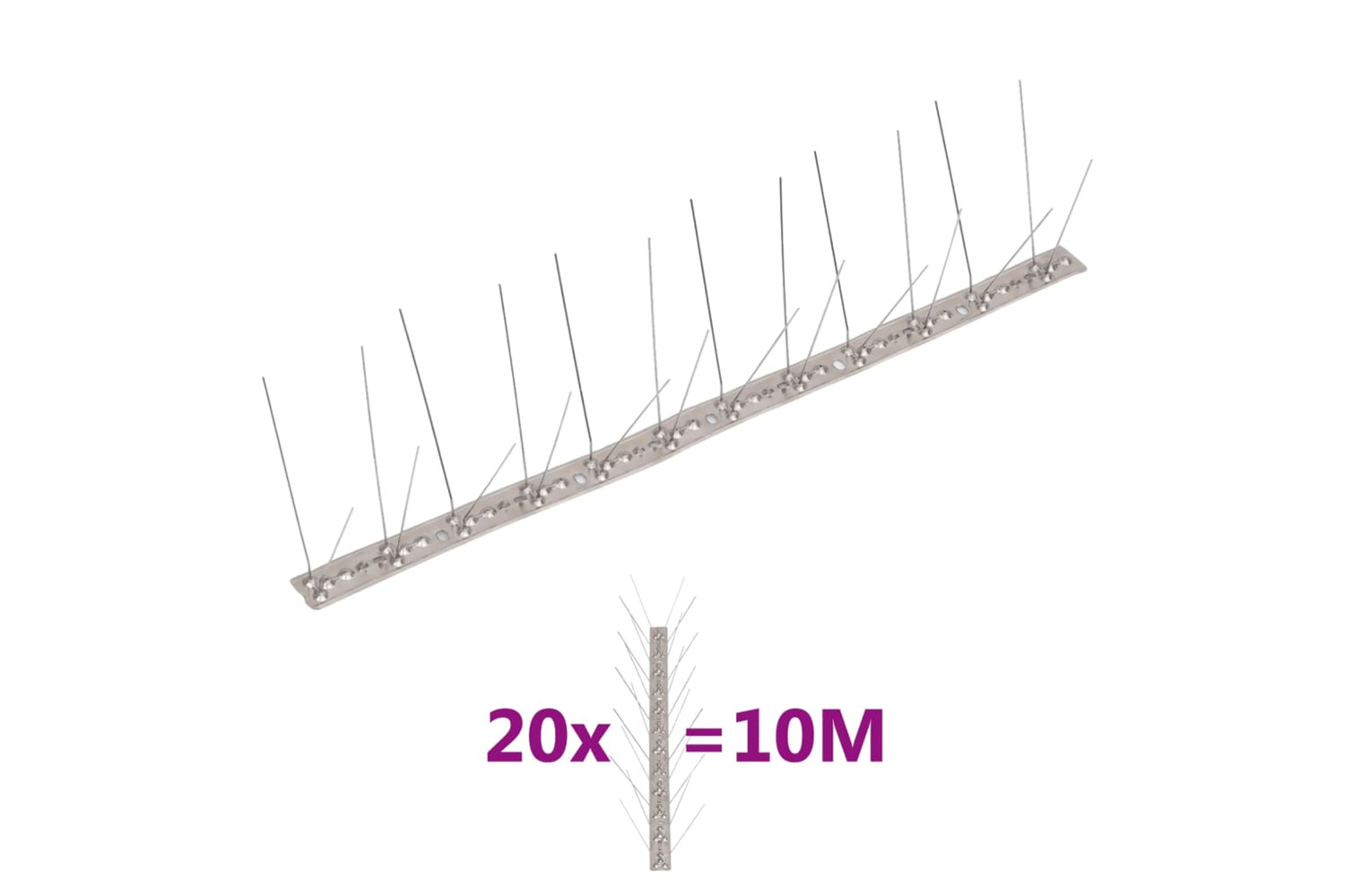 vidaXL 149131 4-row Stainless Steel Bird & Pigeon Spikes Set Of 20 10 M