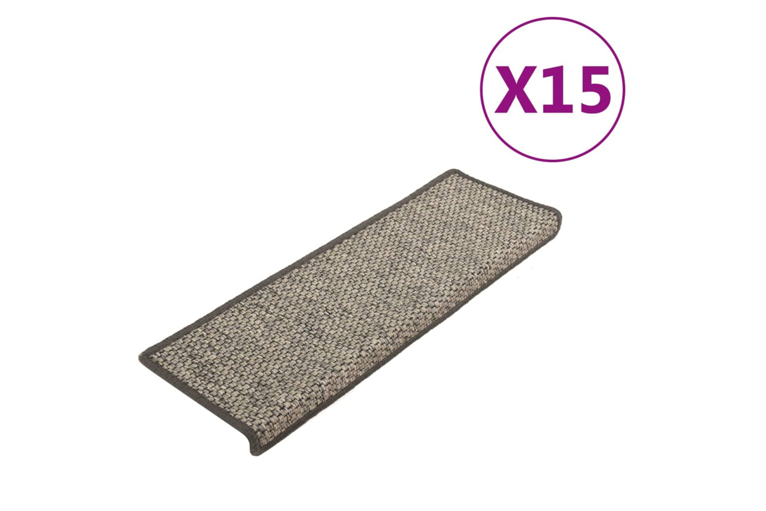 vidaXL 326884 Stair Mats Self-adhesive Sisal-look 15 Pcs 65x21x4cm Grey And Beige