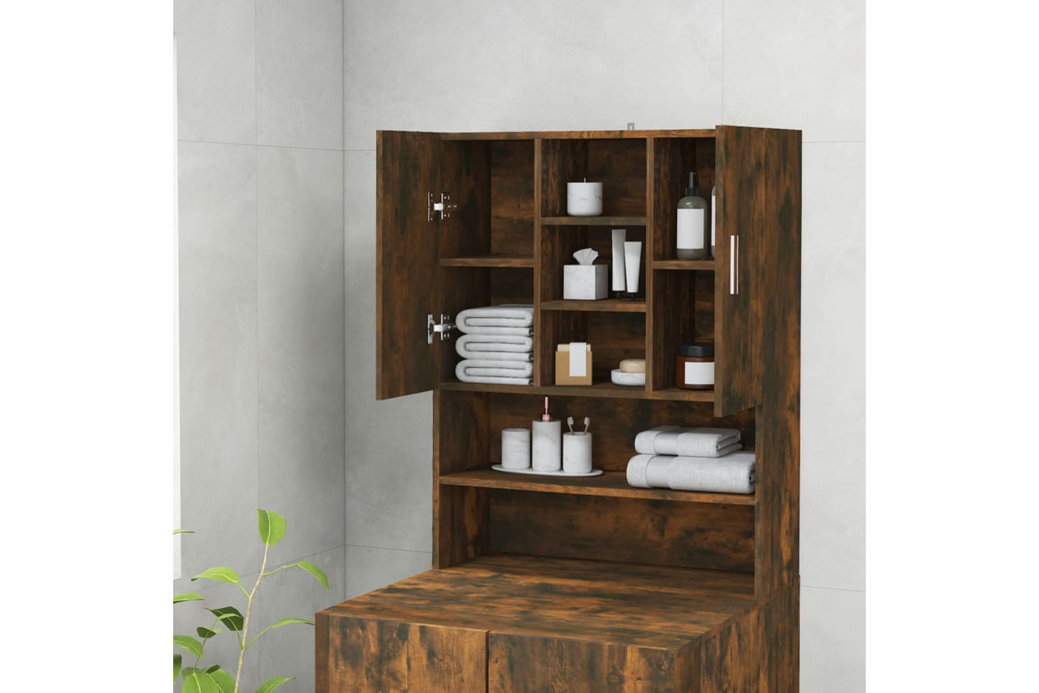 vidaXL 815945 Washing Machine Cabinet Smoked Oak 70.5x25.5x90cm