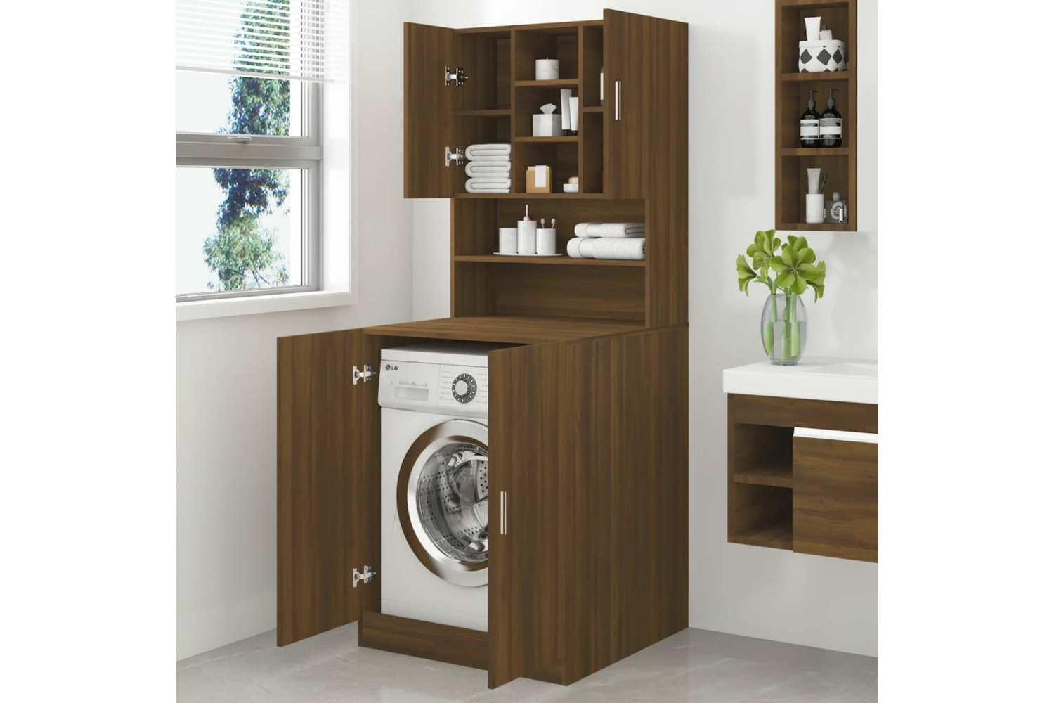 vidaXL 3120184 Washing Machine Cabinet Brown Oak Engineered Wood