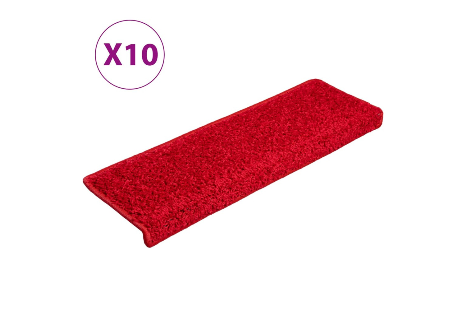 vidaXL Stair Mats 10 Pcs 65x21x4cm Red