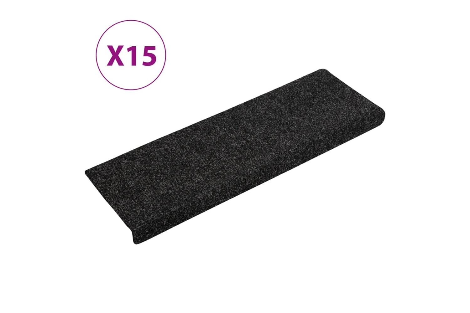 vidaXL Stair Mats 15 Pcs Needle Punch 65x21x4cm Black