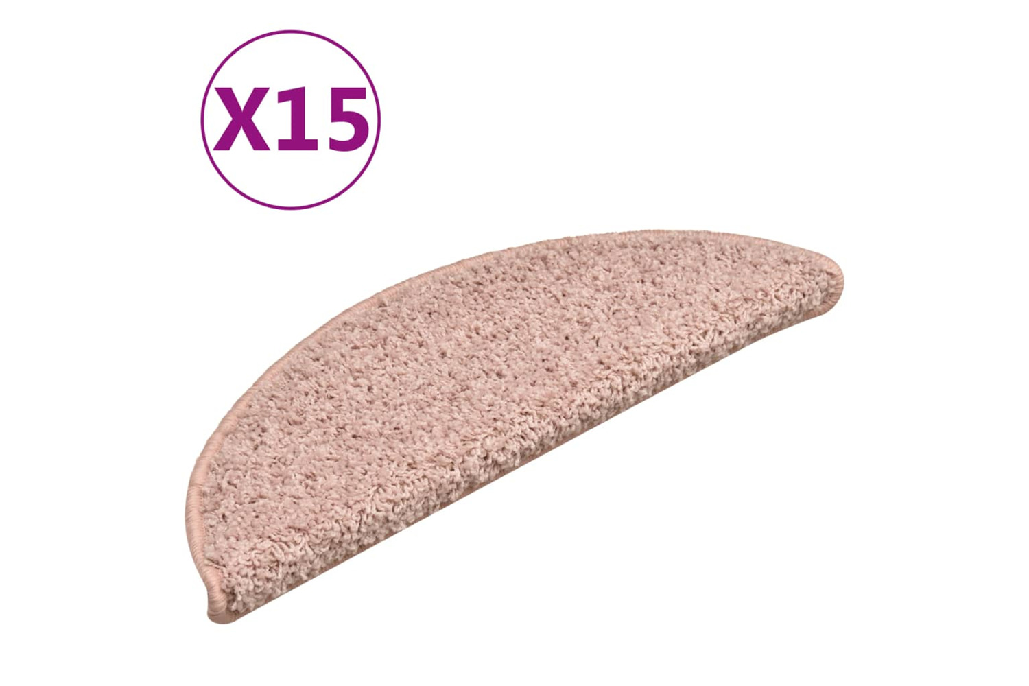 vidaXL 322376 Carpet Stair Treads 15 Pcs Light Pink 56x17x3cm