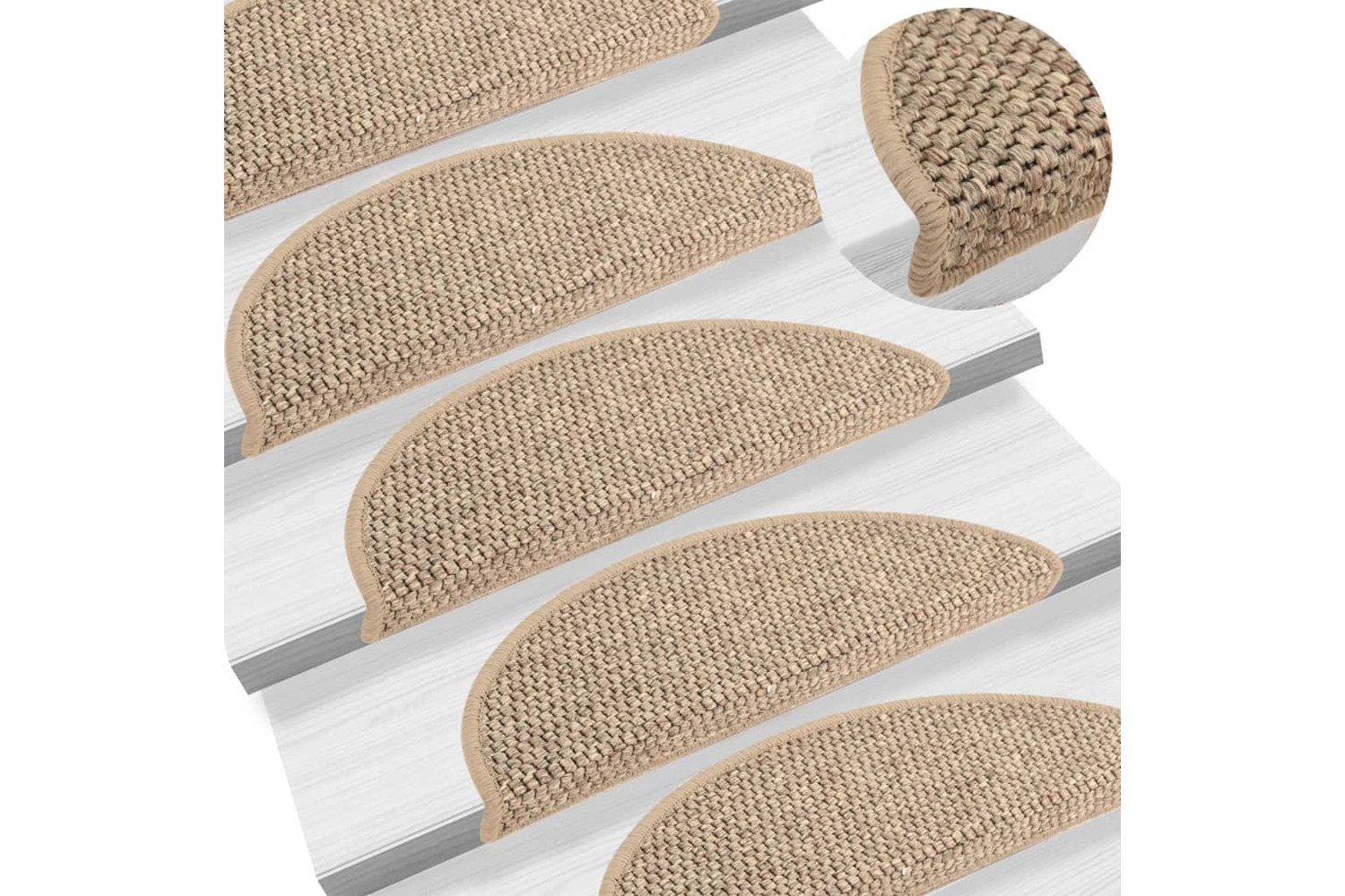 vidaXL 326866 Stair Mats Self-adhesive Sisal-look 15 Pcs 56x17x3cm Dark Beige