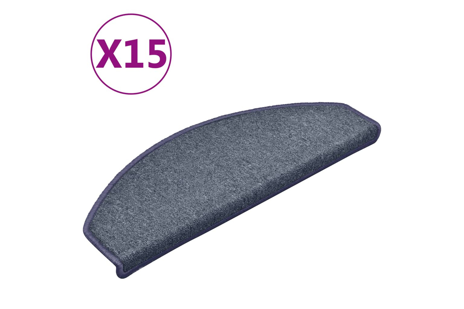 vidaXL 322365 Carpet Stair Treads 15 Pcs Dark Grey And Blue 65x24x4cm