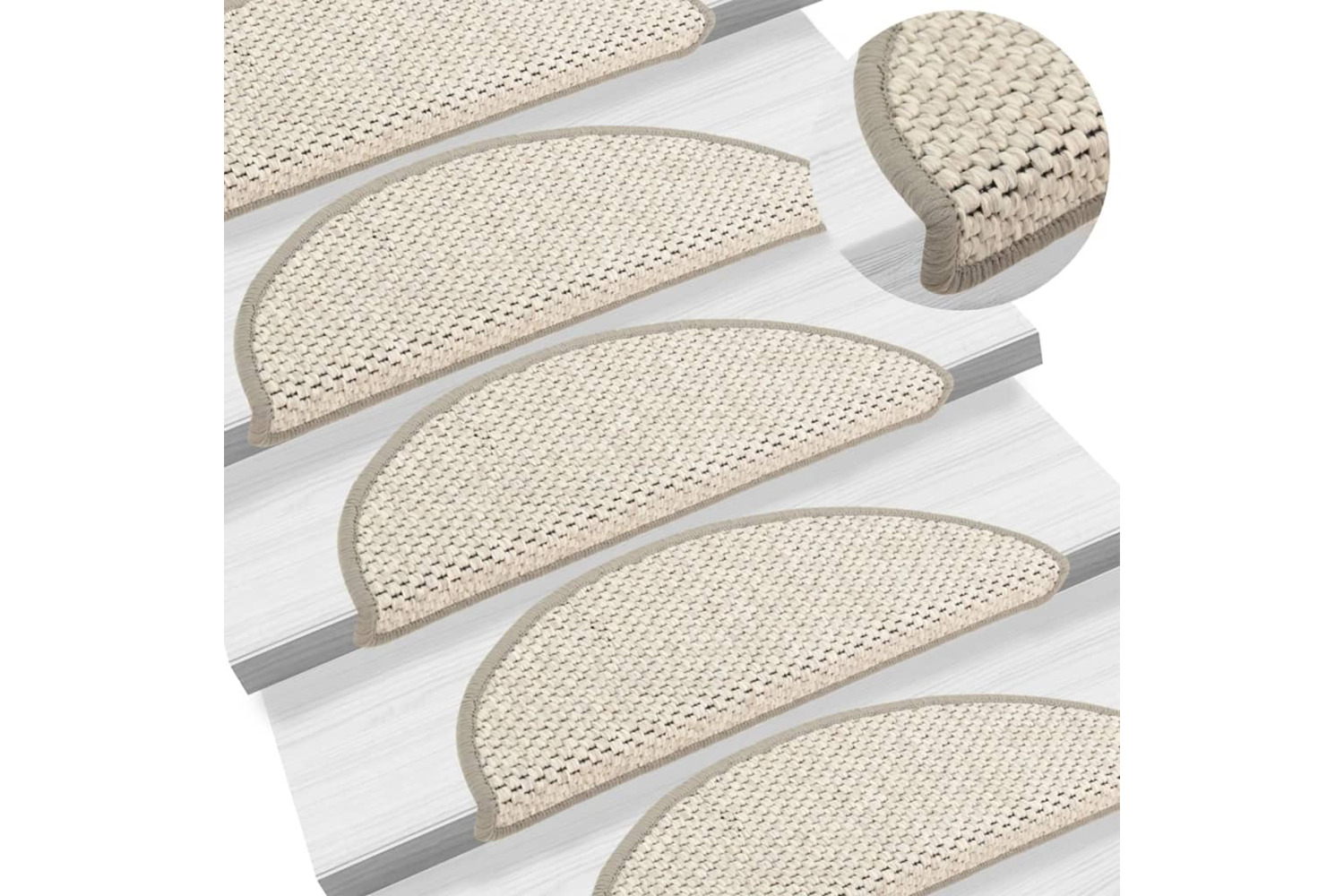 vidaXL 326858 Stair Mats Self-adhesive Sisal-look 15 Pcs 56x17x3cm Beige