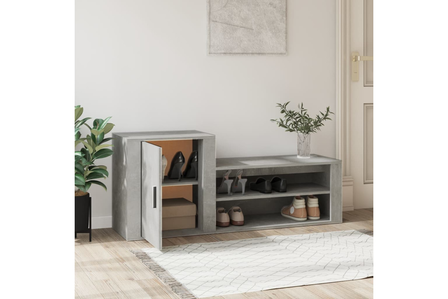 vidaXL 816748 Shoe Cabinet Concrete Grey 130x35x54cm Engineered Wood