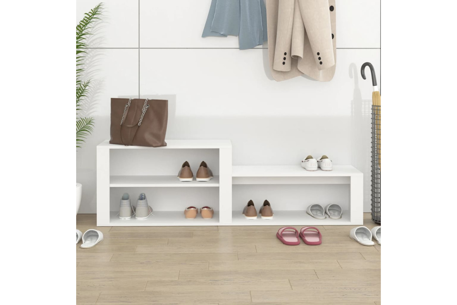 vidaXL 816912 Shoe Cabinet White 150x35x45cm Engineered Wood