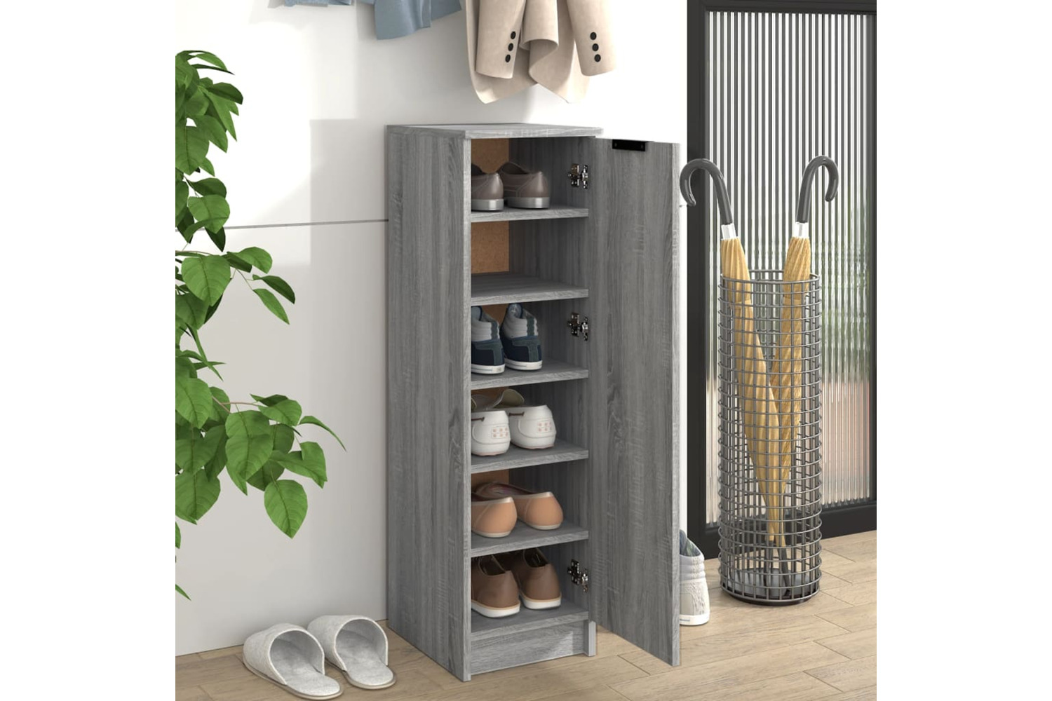 Vidaxl Shoe Cabinet Grey Sonoma 30x35x100 Cm Engineered Wood