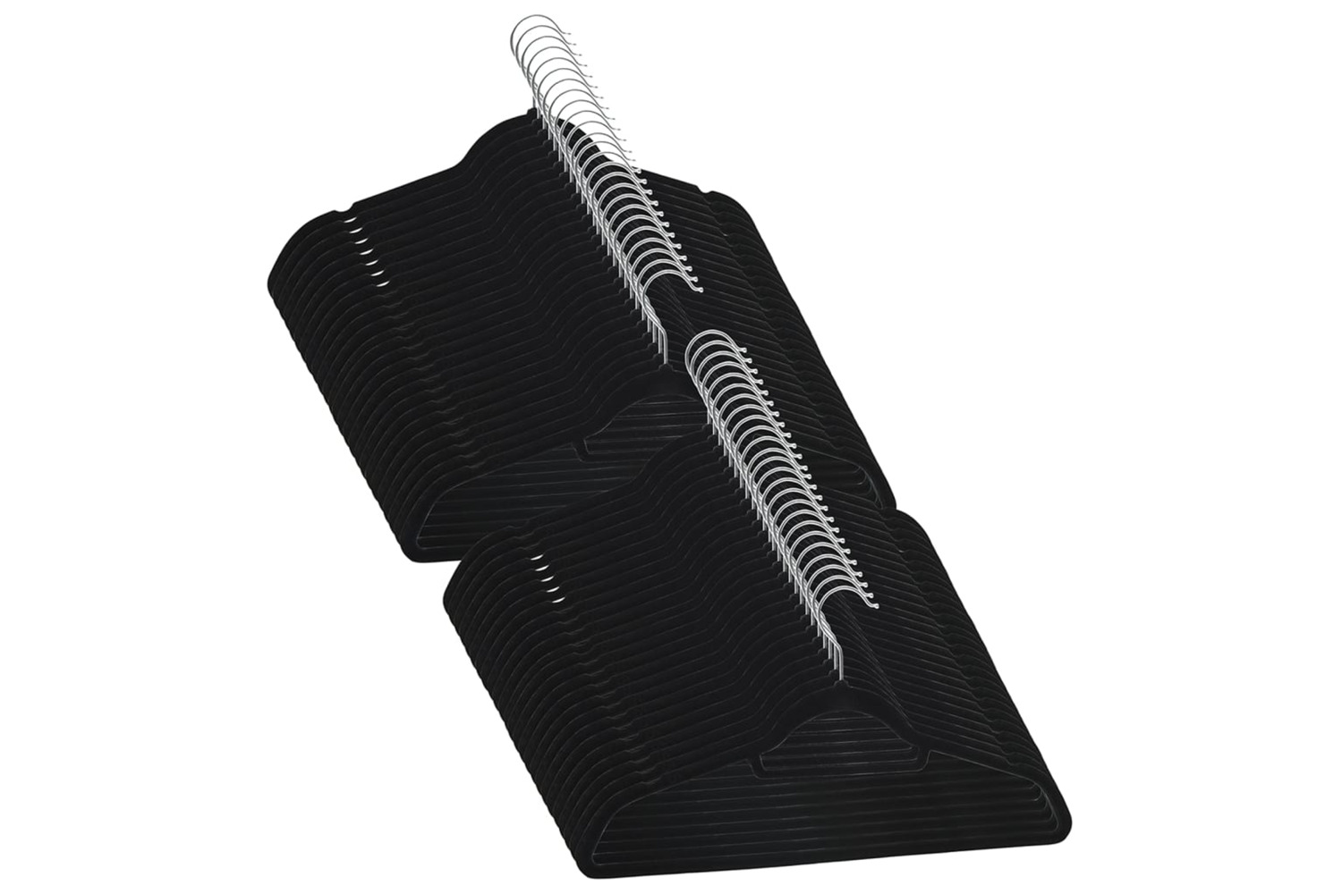vidaXL 289921 50 Pcs Clothes Hanger Set Anti-slip Black Velvet