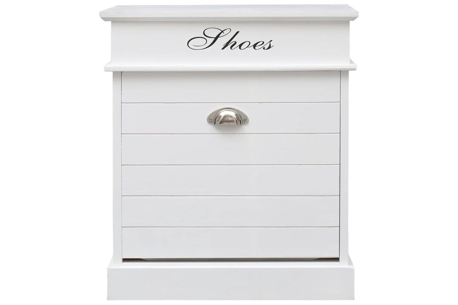 Vidaxl 284083 Shoe Cabinet White 50x28x58 Cm Paulownia Wood