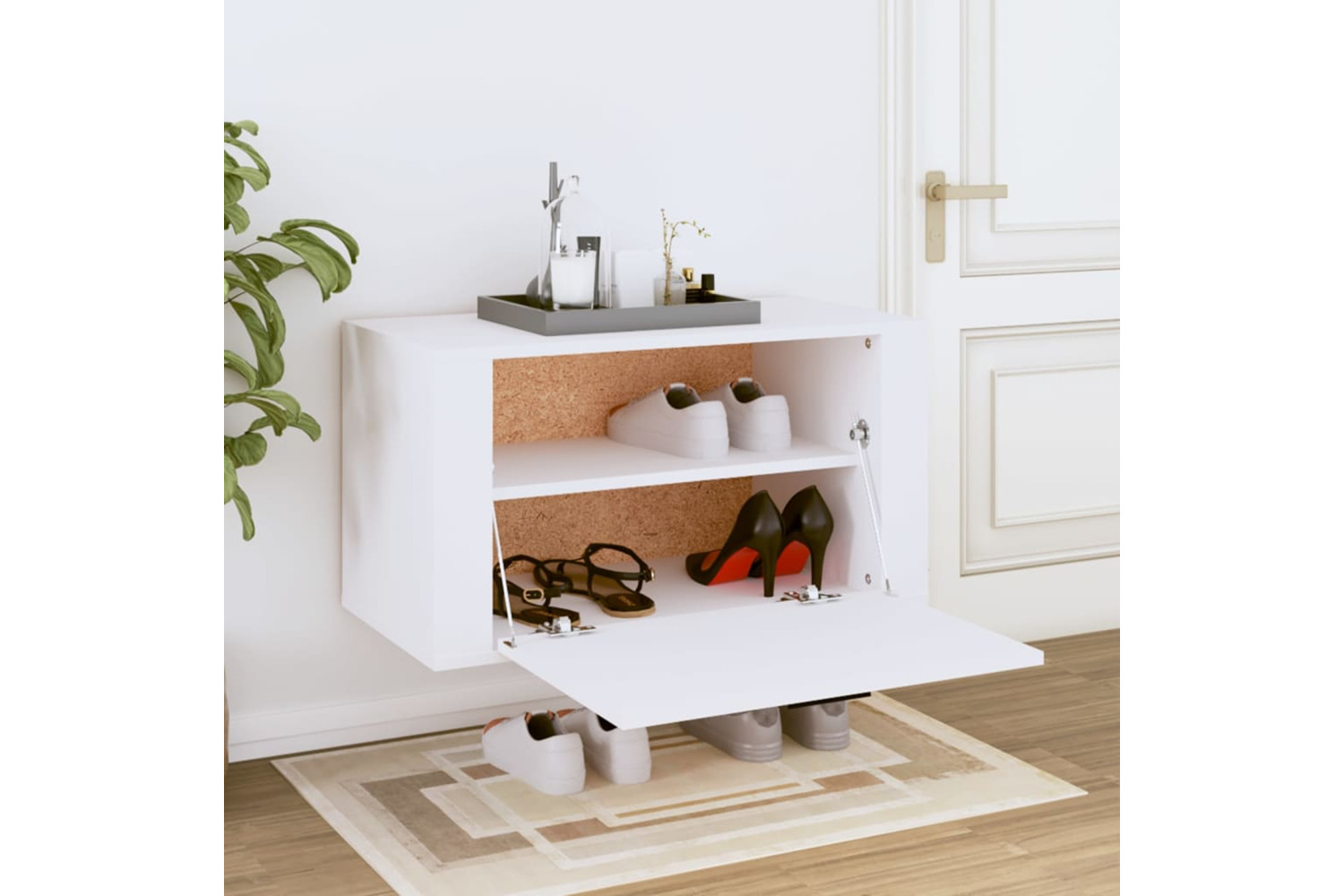 vidaXL 821012 Wall-mounted Shoe Cabinet White 70x35x38cm Engineered Wood