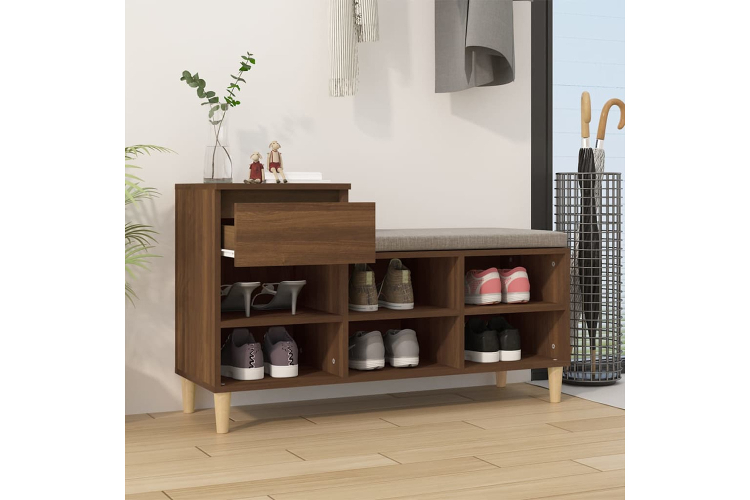 vidaXL 821211 Shoe Cabinet Brown Oak 102x36x60cm Engineered Wood