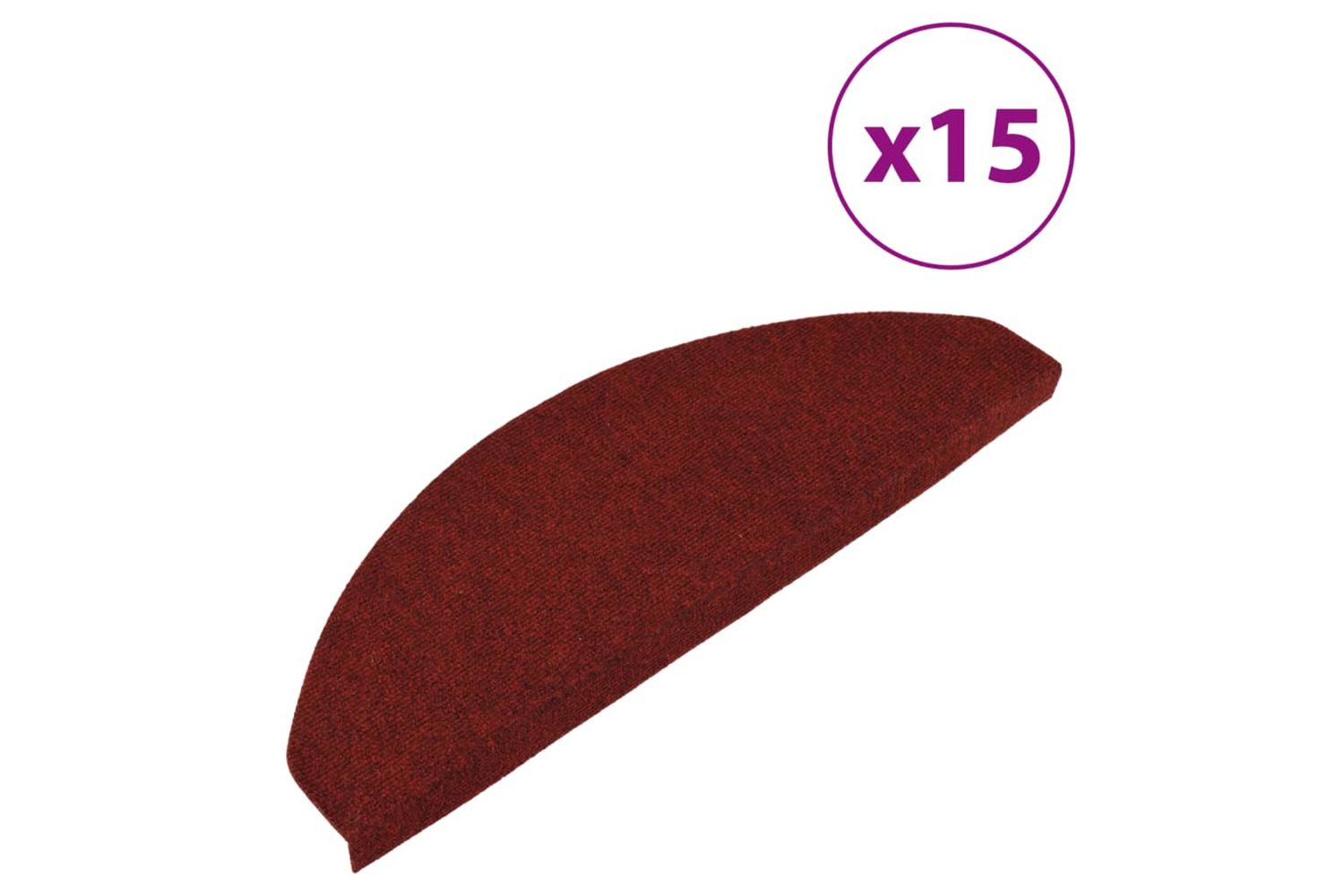vidaXL 136398 Stair Mats Self-adhesive 15 Pcs 65x22.5x3.5cm Red