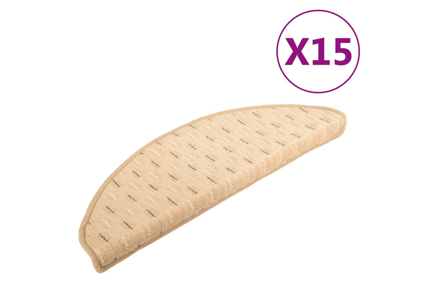 vidaXL 149878 Carpet Stair Treads 15 Pcs Cream 65x21x4cm