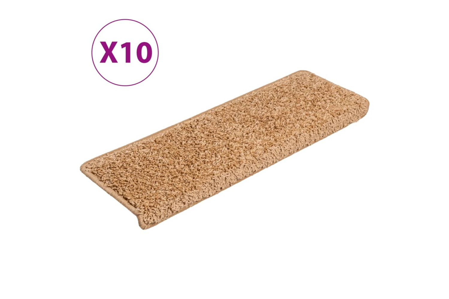 vidaXL Stair Mats 10 Pcs 65x21x4cm Beige