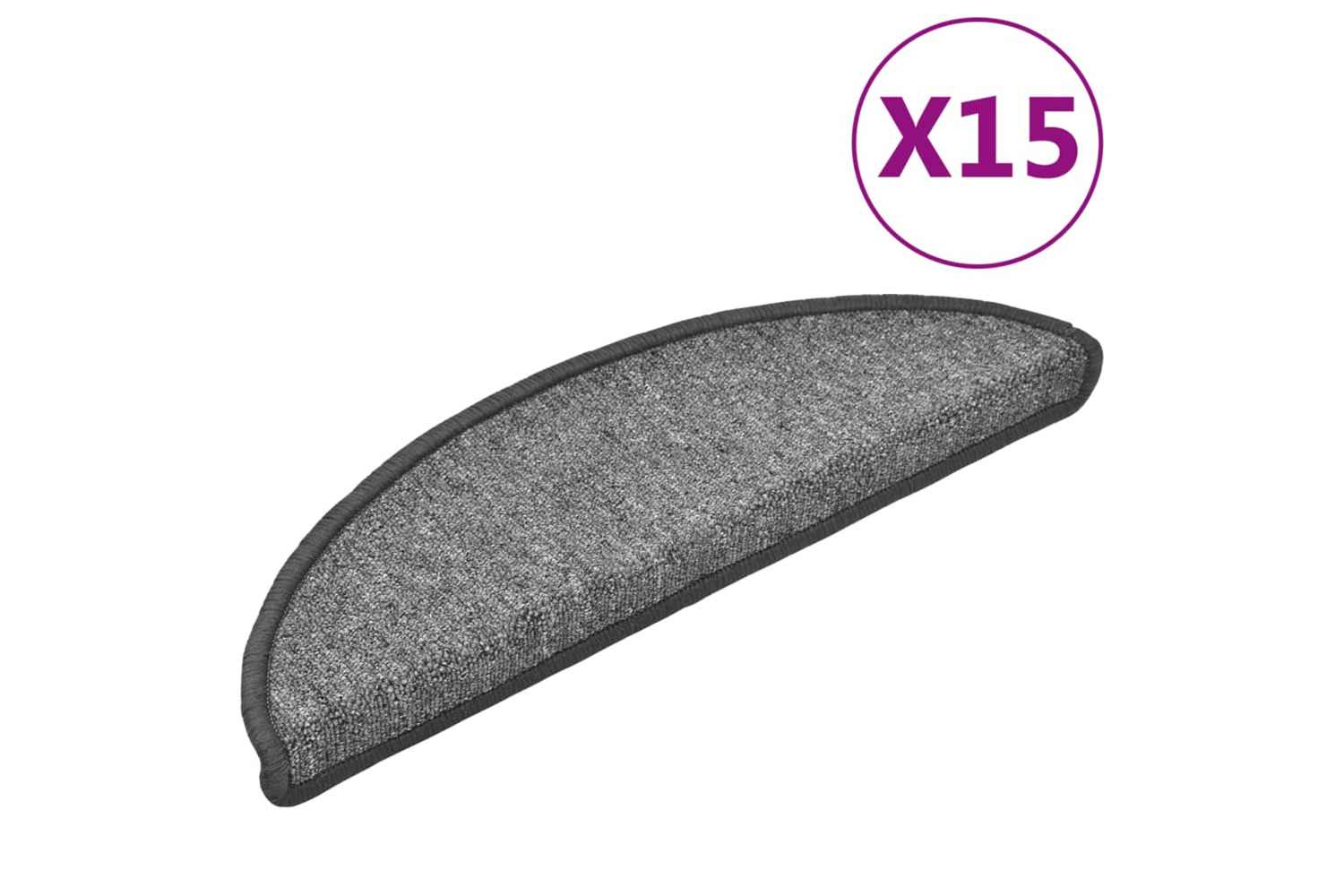 vidaXL 133877 Carpet Stair Treads 15 Pcs Dark Grey 56x17x3cm