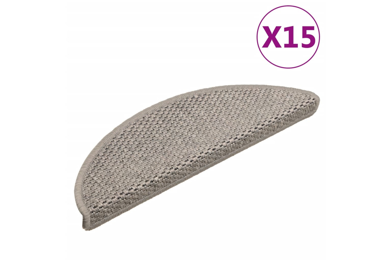 Vidaxl Stair Mats Self-adhesive Sisal-look 15 Pcs 56x17x3 Cm Silver