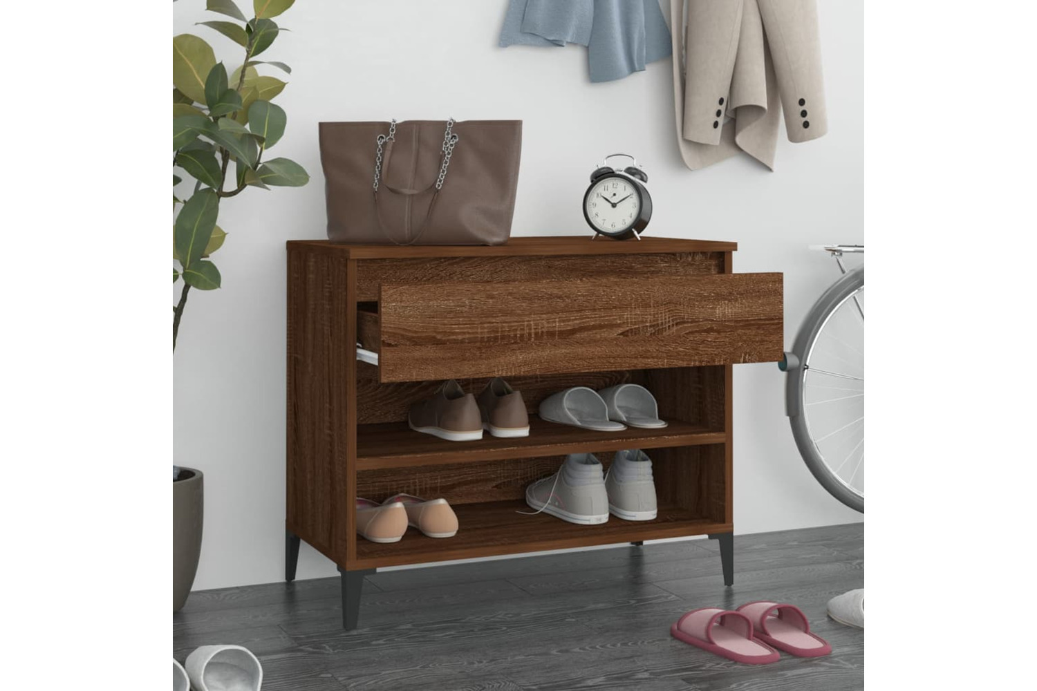 vidaXL 819771 Shoe Cabinet Brown Oak 70x36x60cm Engineered Wood