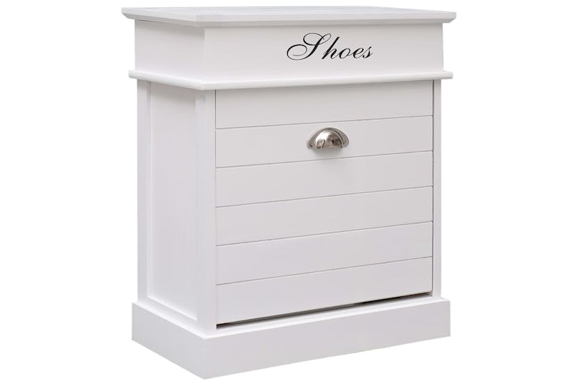 Vidaxl 284083 Shoe Cabinet White 50x28x58 Cm Paulownia Wood