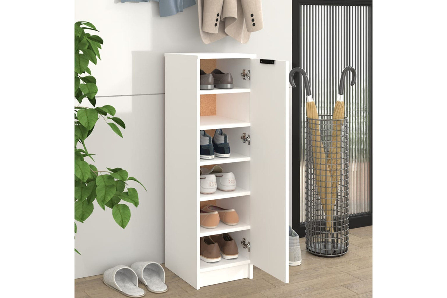Vidaxl Shoe Cabinet White 30x35x100 Cm Engineered Wood