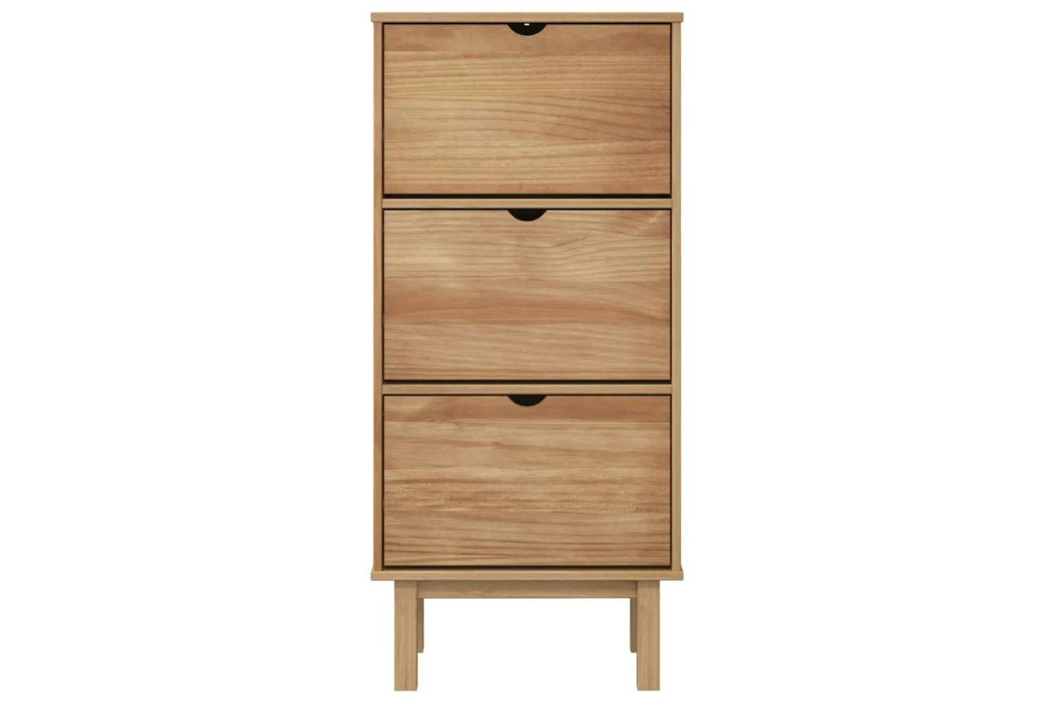 Vidaxl 351309 Shoe Cabinet Otta With 3 Drawers Brown Solid Wood Pine