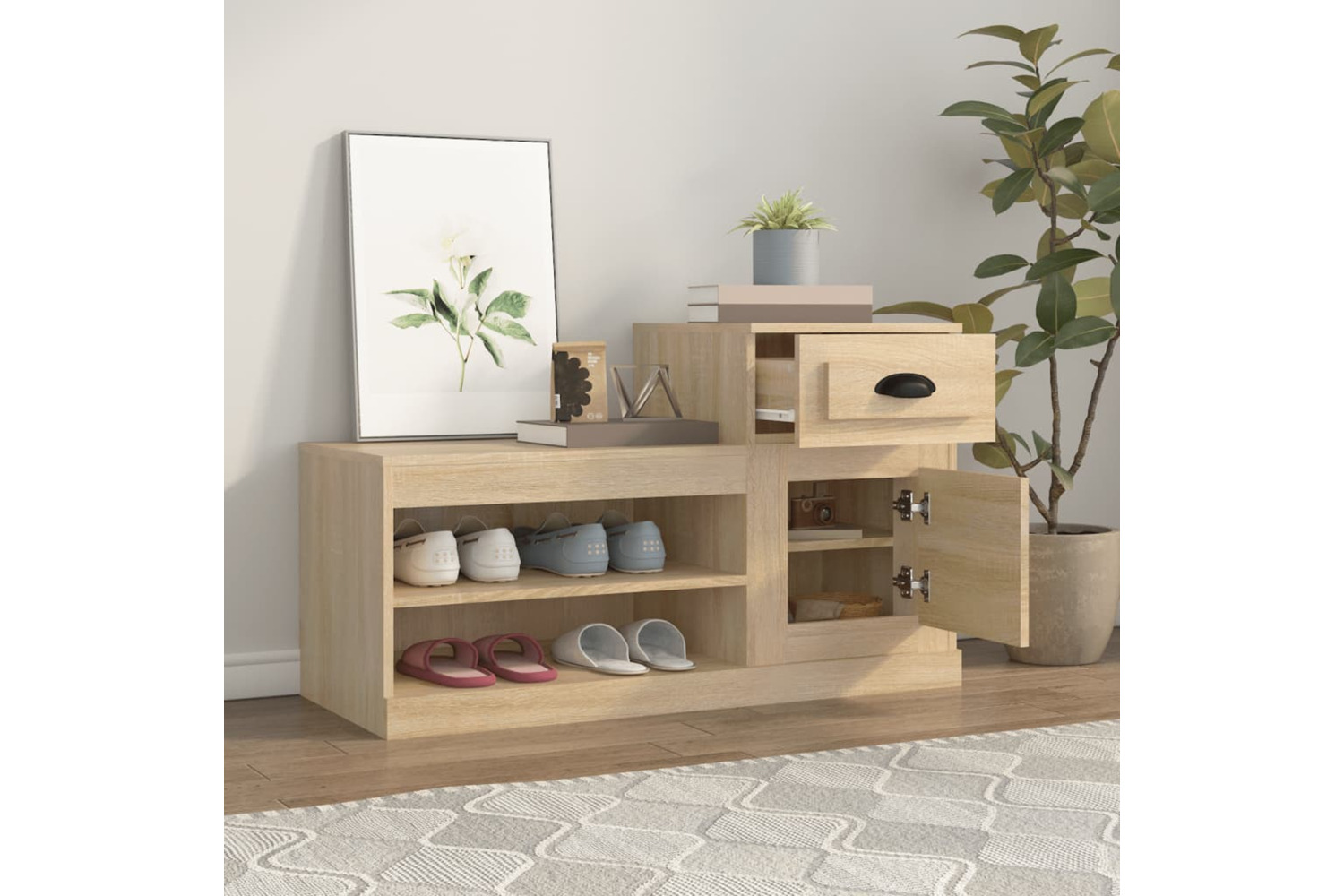 vidaXL 816419 Shoe Cabinet Sonoma Oak 100x42x60cm Engineered Wood