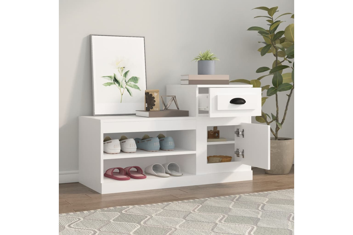 vidaXL 816416 Shoe Cabinet White 100x42x60cm Engineered Wood