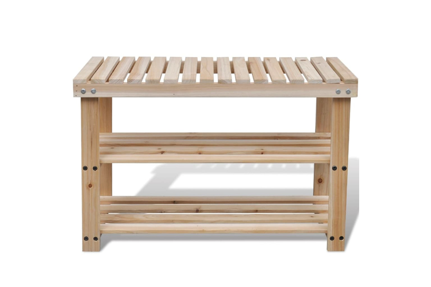 vidaXL 241067 2-in-1 Shoe Rack With Bench Top Solid Fir Wood