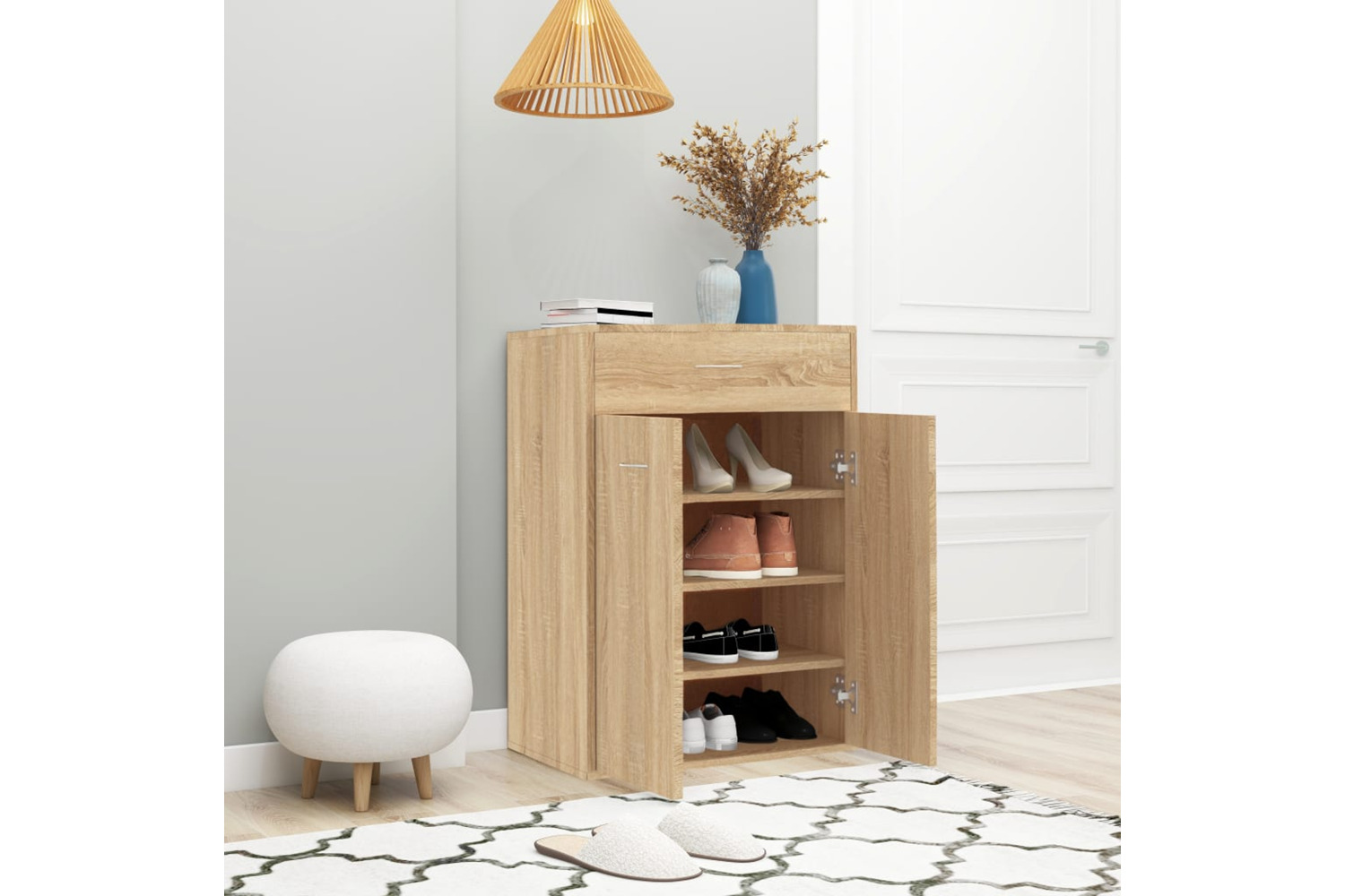 vidaXL 801074 Shoe Cabinet Sonoma Oak 60x35x84cm Engineered Wood