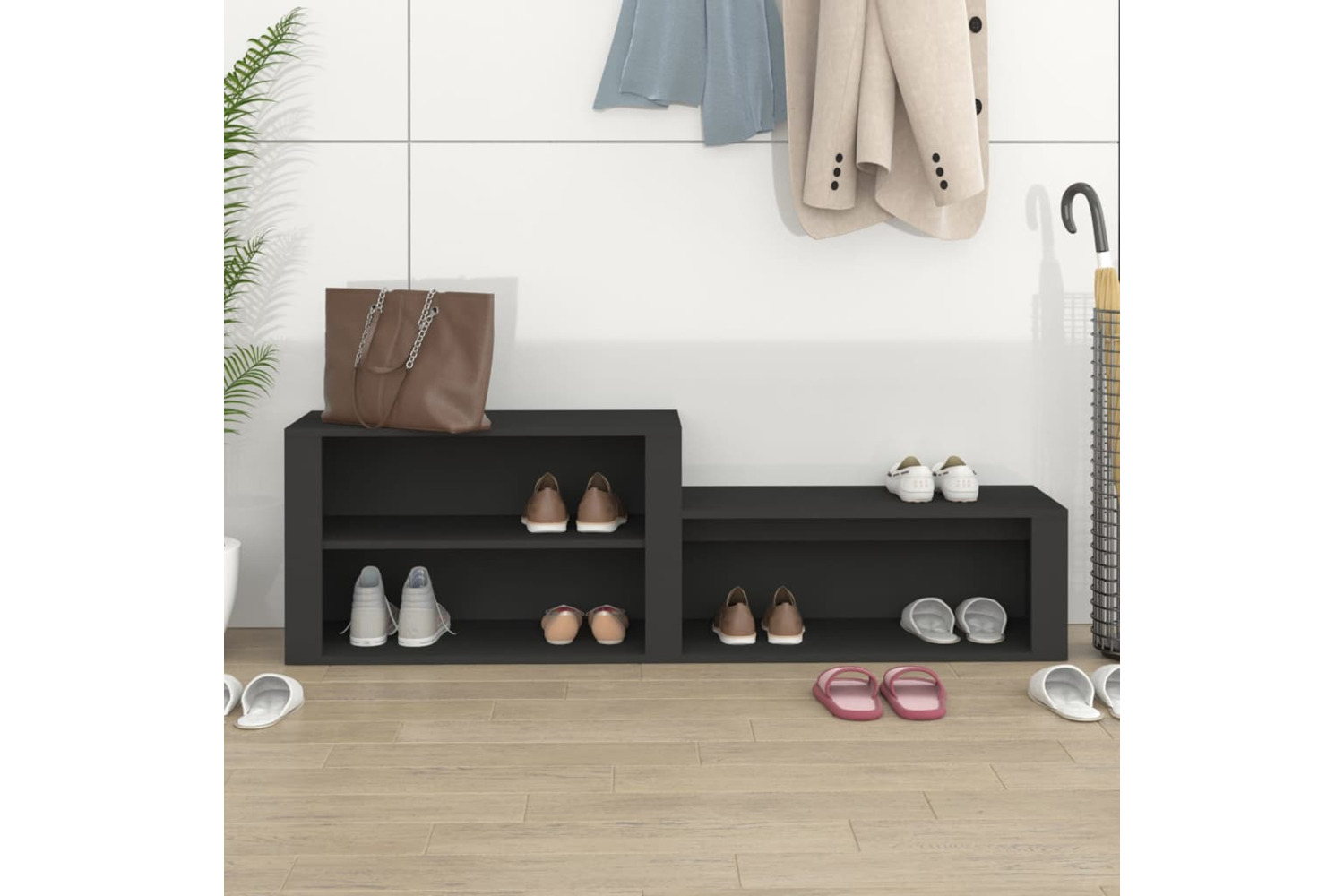 vidaXL 816913 Shoe Cabinet Black 150x35x45cm Engineered Wood