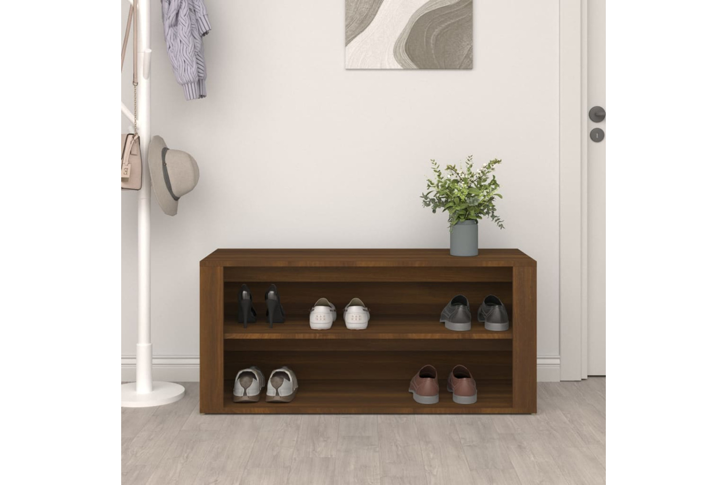 vidaXL 816911 Shoe Rack Brown Oak 100x35x45cm Engineered Wood