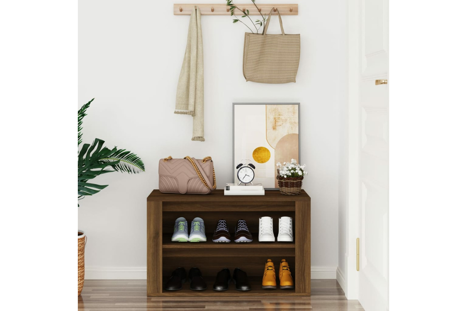 vidaXL 816903 Shoe Rack Brown Oak 75x35x45cm Engineered Wood