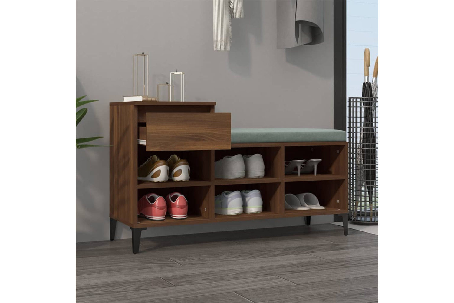vidaXL 821219 Shoe Cabinet Brown Oak 102x36x60cm Engineered Wood