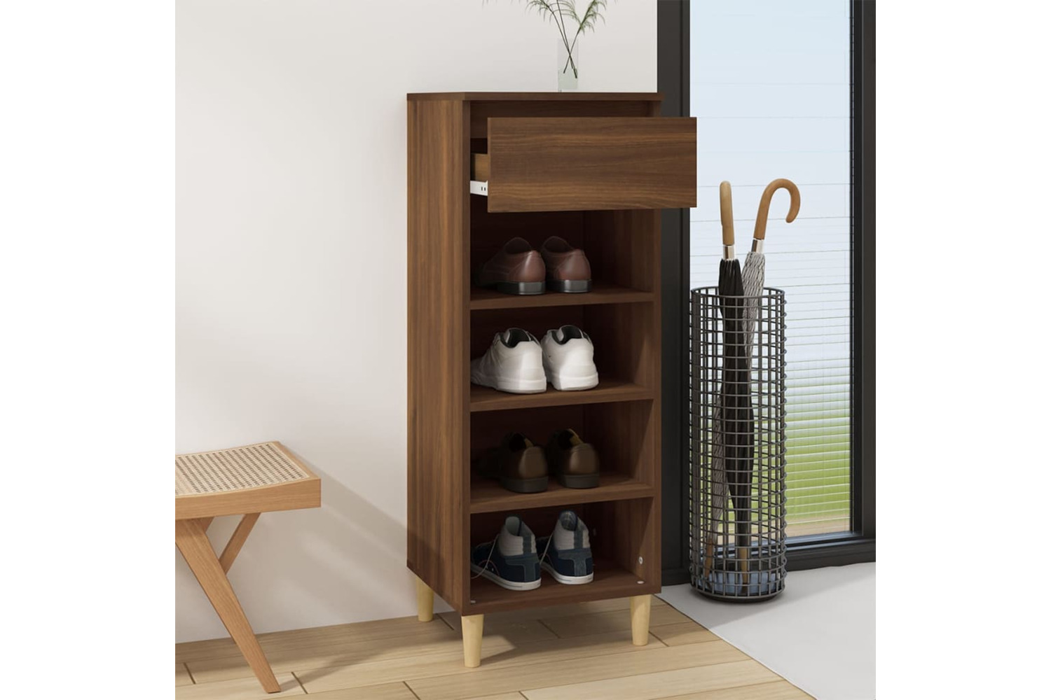 vidaXL 819779 Shoe Cabinet Brown Oak 40x36x105cm Engineered Wood