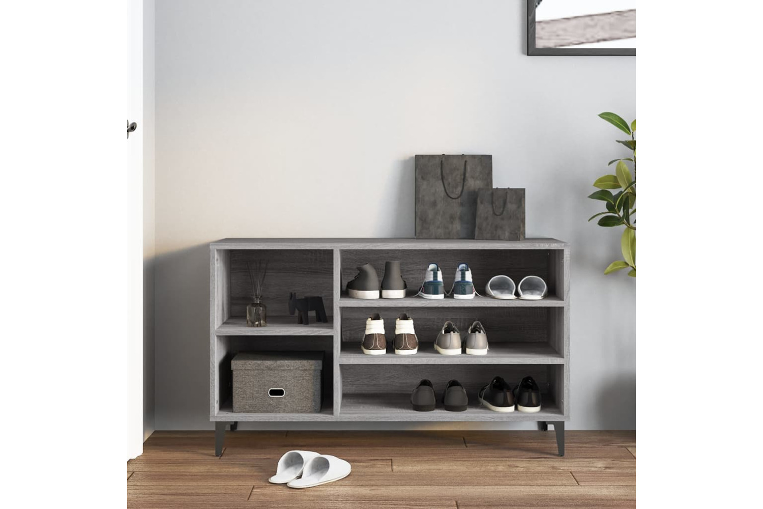 vidaXL 819754 Shoe Cabinet Grey Sonoma 102x36x60cm Engineered Wood