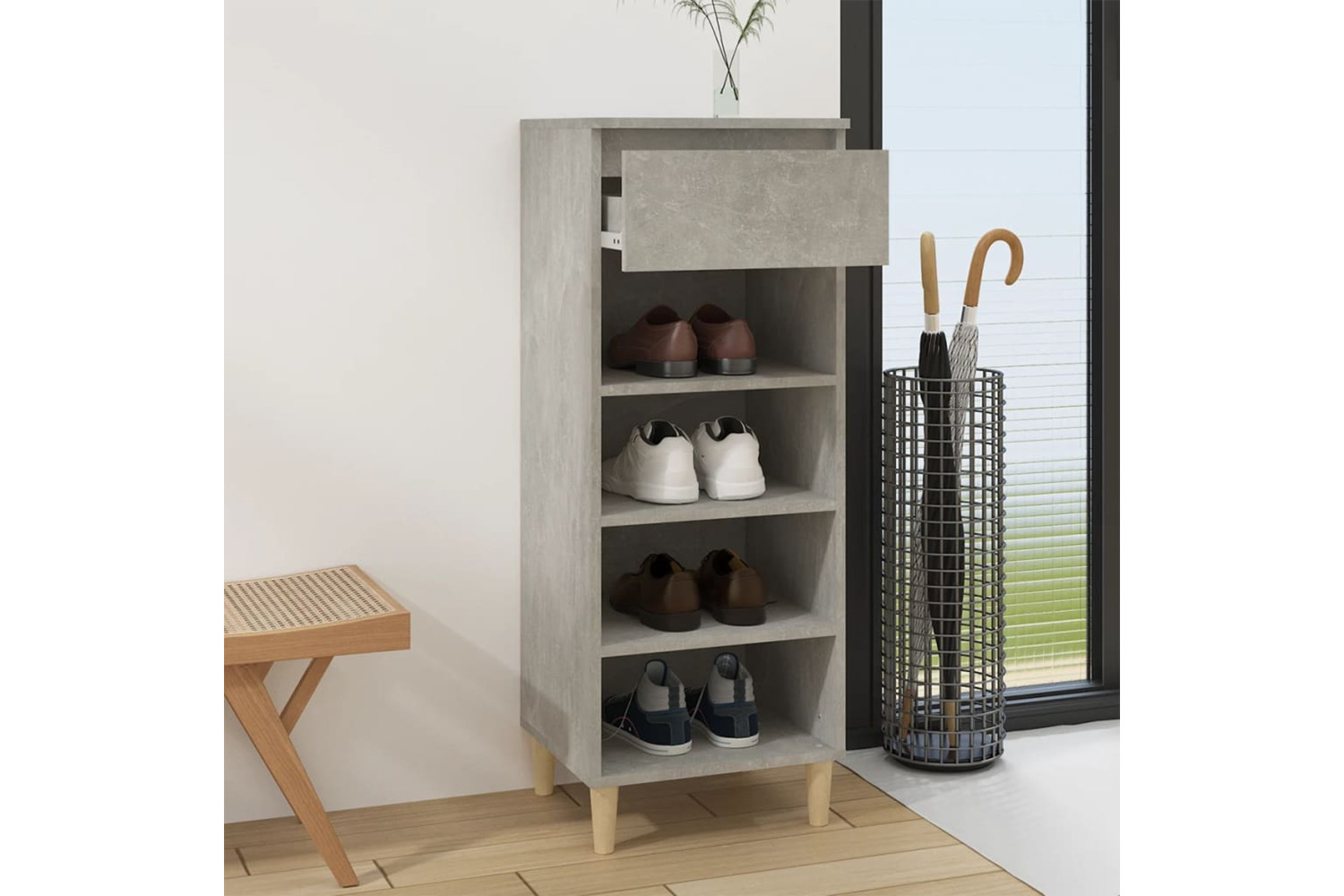 vidaXL 819776 Shoe Cabinet Concrete Grey 40x36x105cm Engineered Wood
