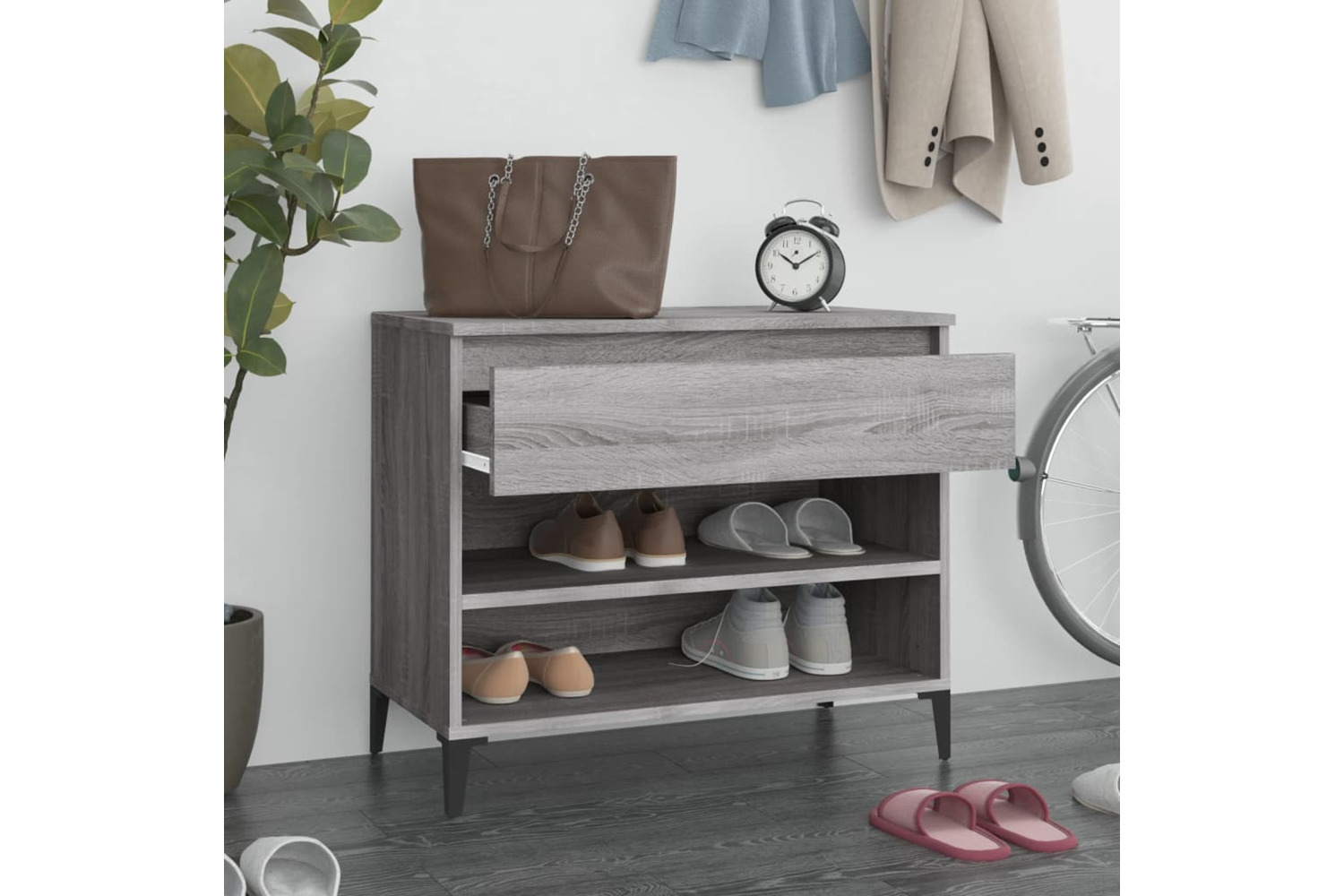 vidaXL 819770 Shoe Cabinet Grey Sonoma 70x36x60cm Engineered Wood