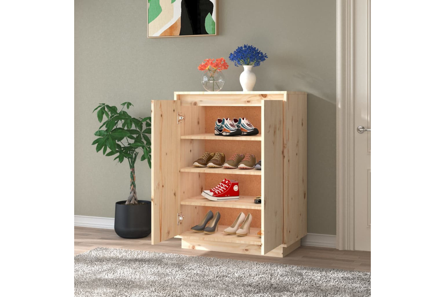 vidaXL 813530 Shoe Cabinet 60x35x80cm Solid Wood Pine