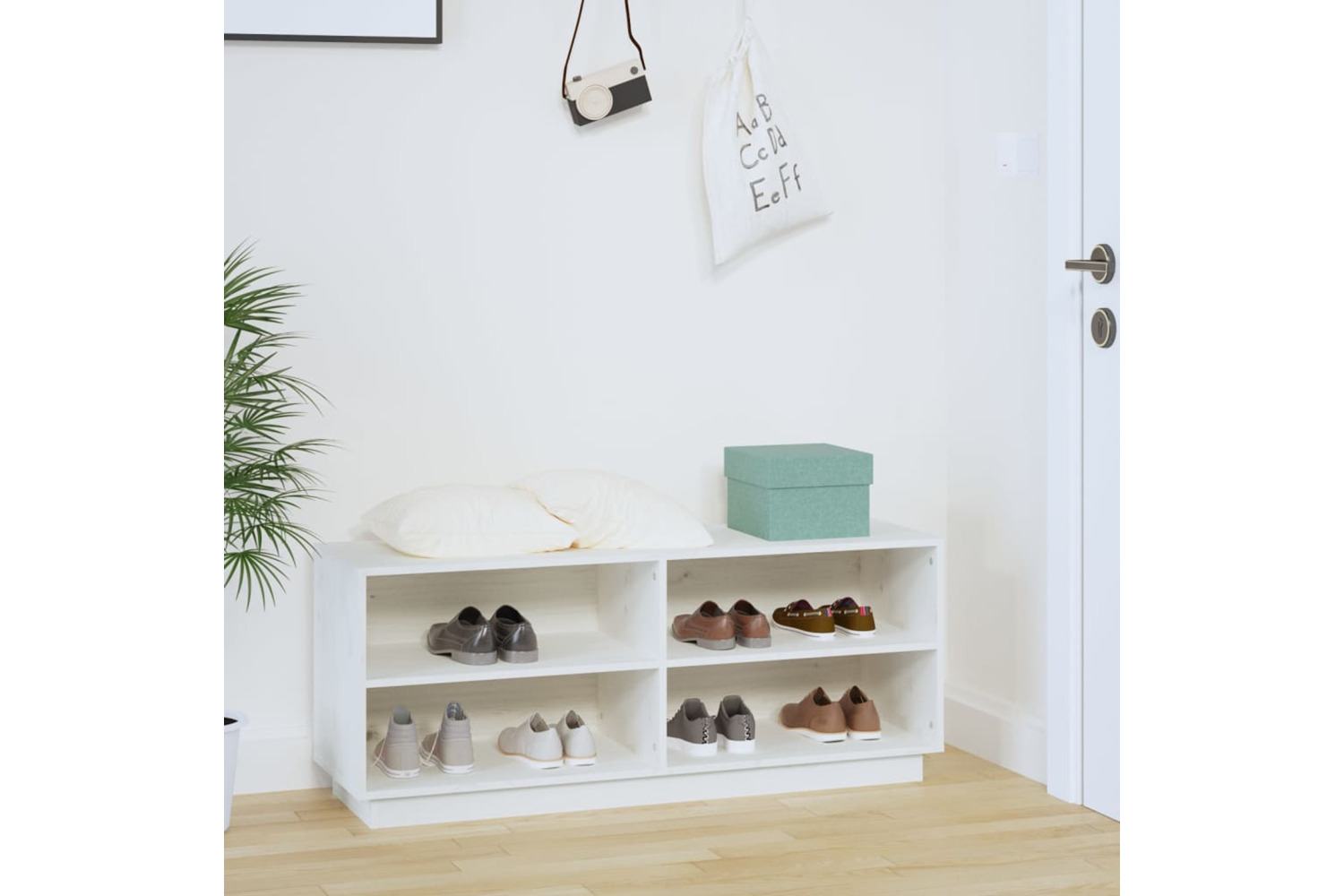 vidaXL 813541 Shoe Cabinet White 110x34x45cm Solid Wood Pine