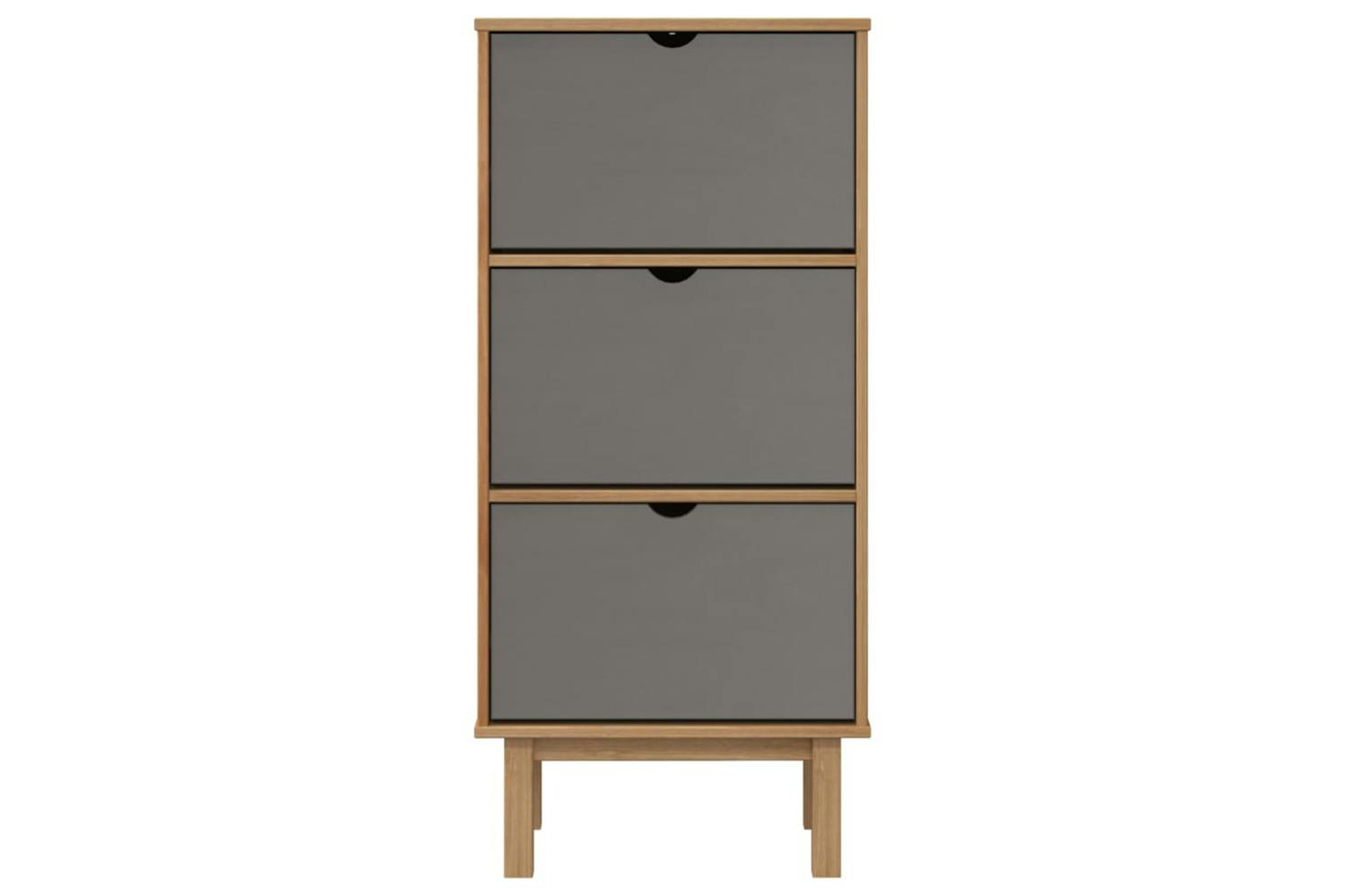 Vidaxl 351310 Shoe Cabinet Otta With 3 Drawers Brown&grey Solid Wood Pine