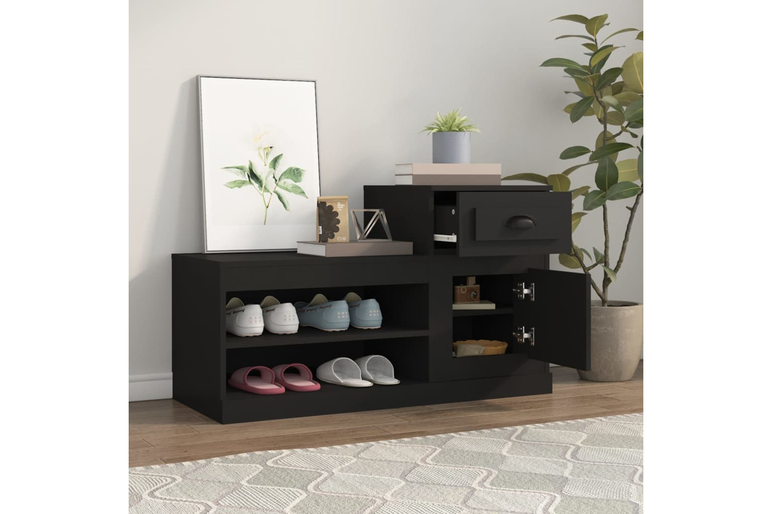 vidaXL 816417 Shoe Cabinet Black 100x42x60cm Engineered Wood