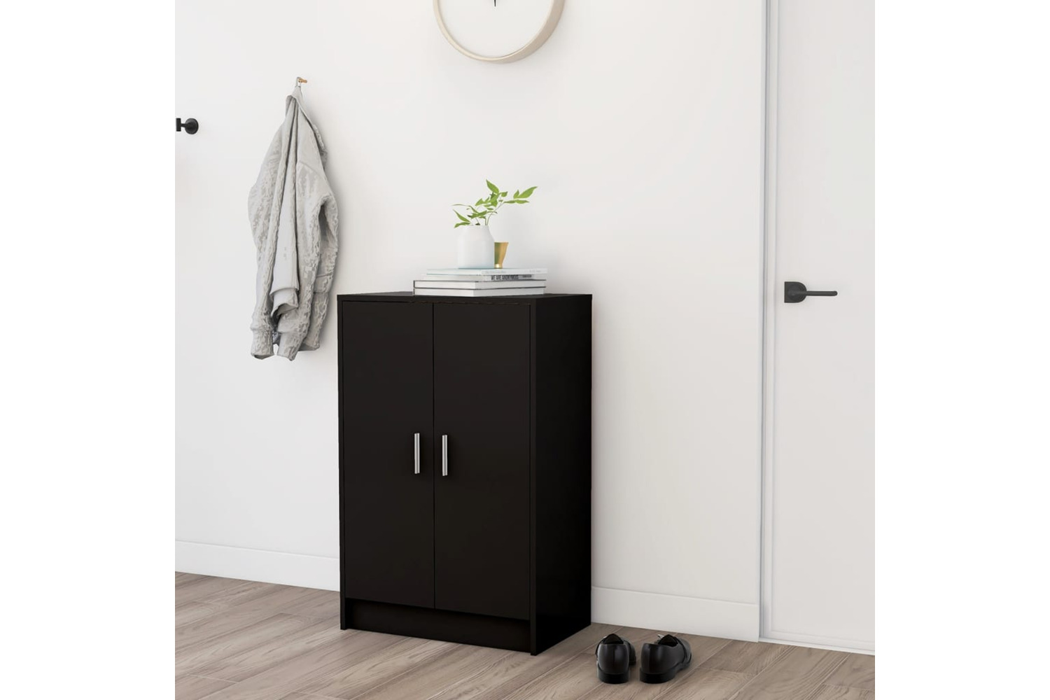 vidaXL Shoe Cabinet Black 60x35x92cm Engineered Wood