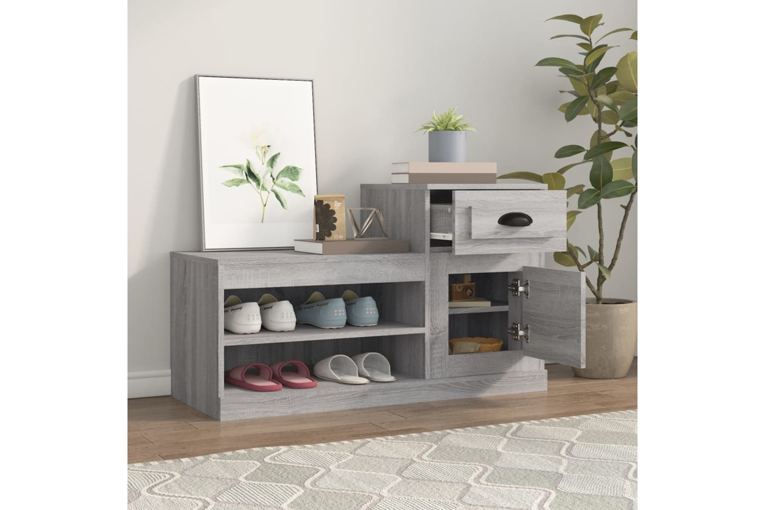 vidaXL 816422 Shoe Cabinet Grey Sonoma 100x42x60cm Engineered Wood