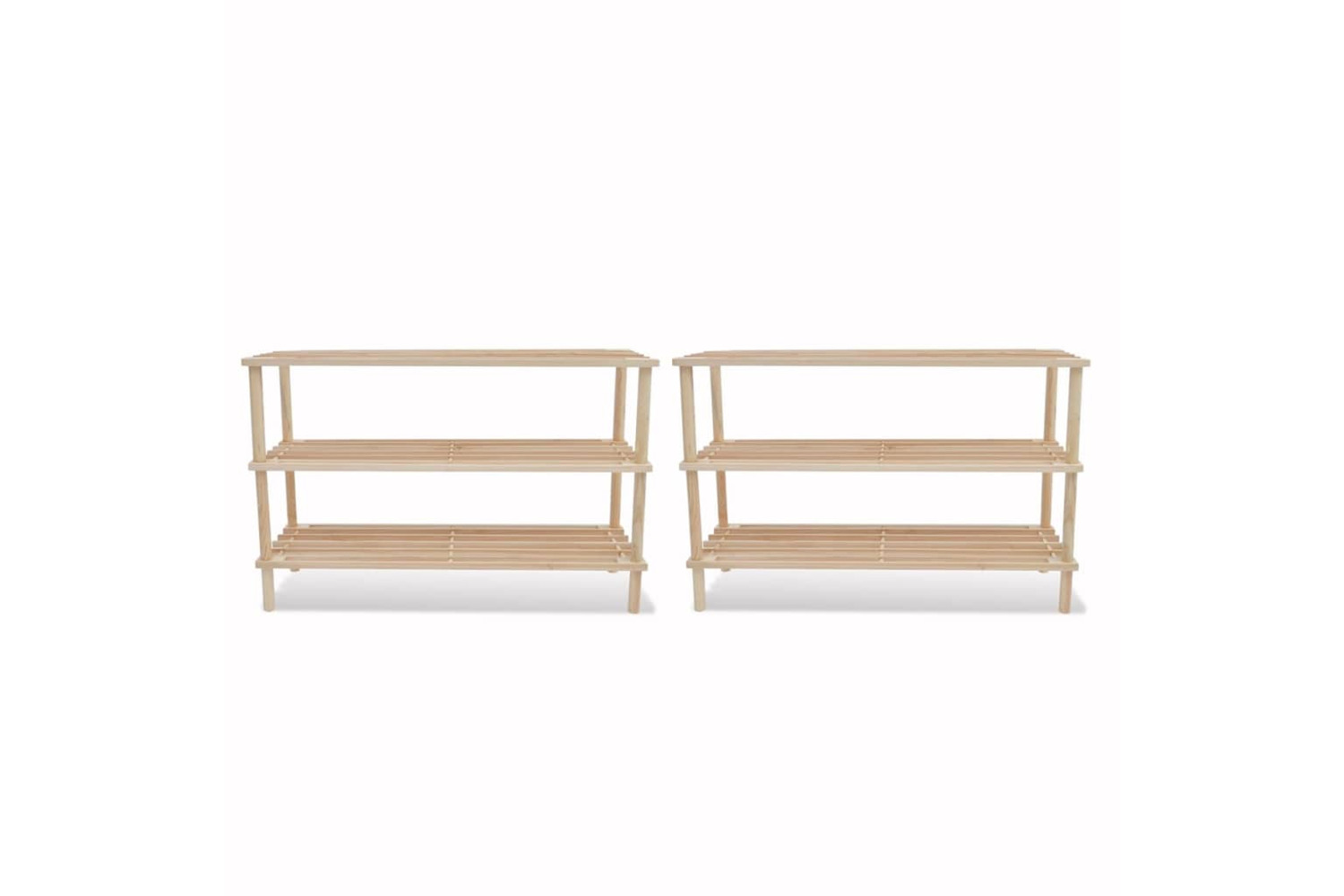 vidaXL 241065 3-tier Shoe Racks 2 Pcs Solid Fir Wood