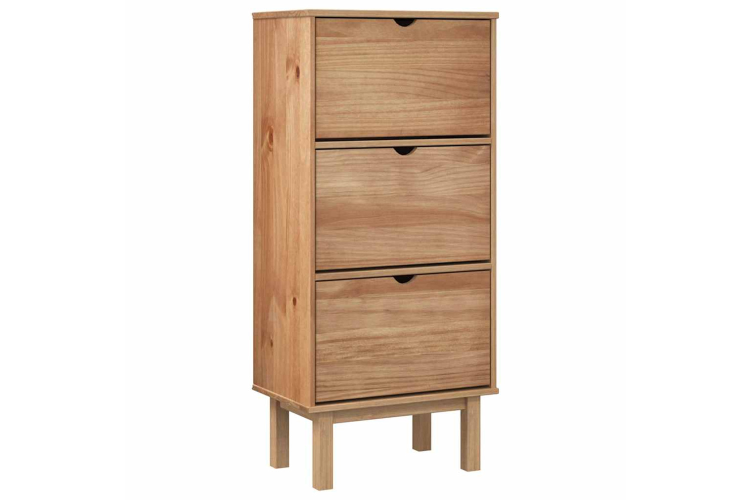 Vidaxl Shoe Cabinet Otta With 3 Drawers Brown Solid Wood Pine