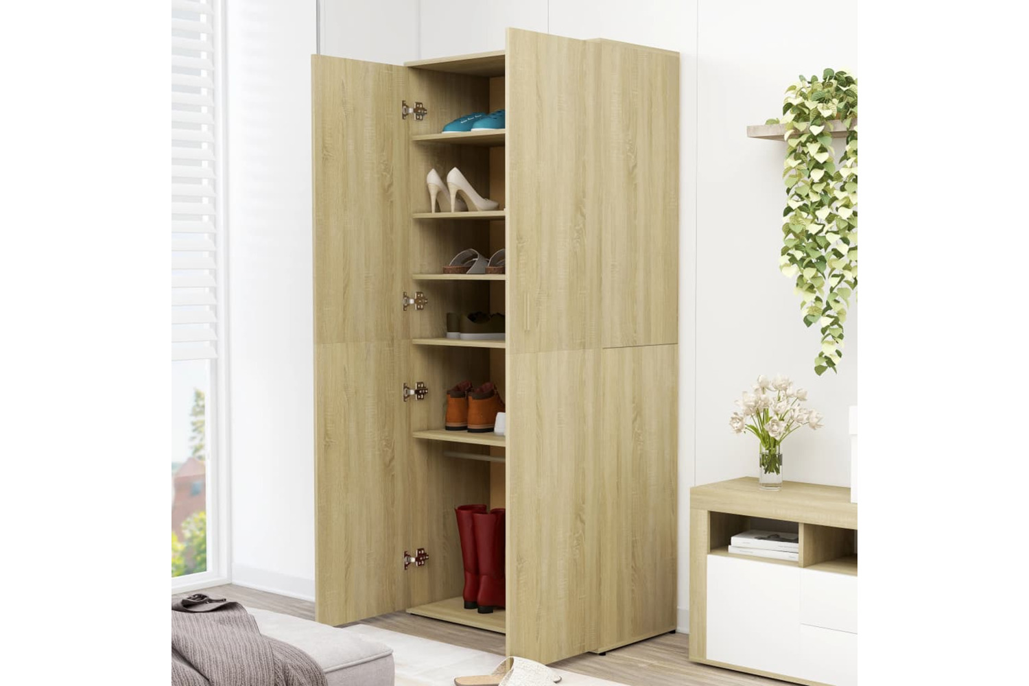 vidaXL 802861 Shoe Cabinet Sonoma Oak 80x39x178cm Engineered Wood