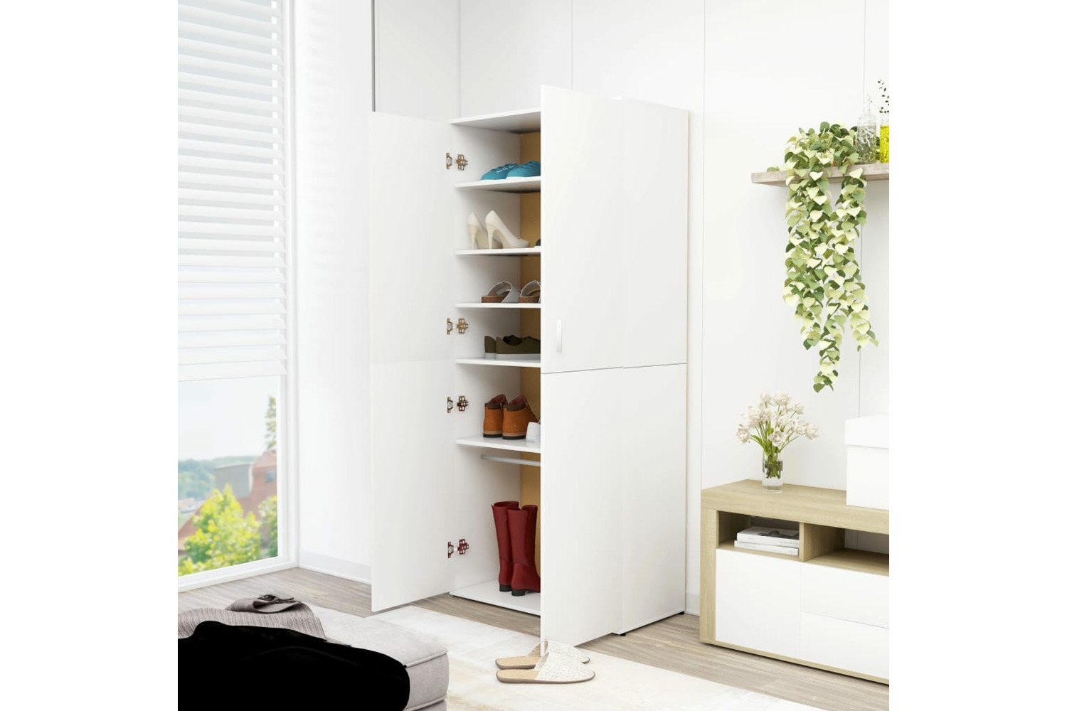 vidaXL 802858 Shoe Cabinet White 80x39x178cm Engineered Wood