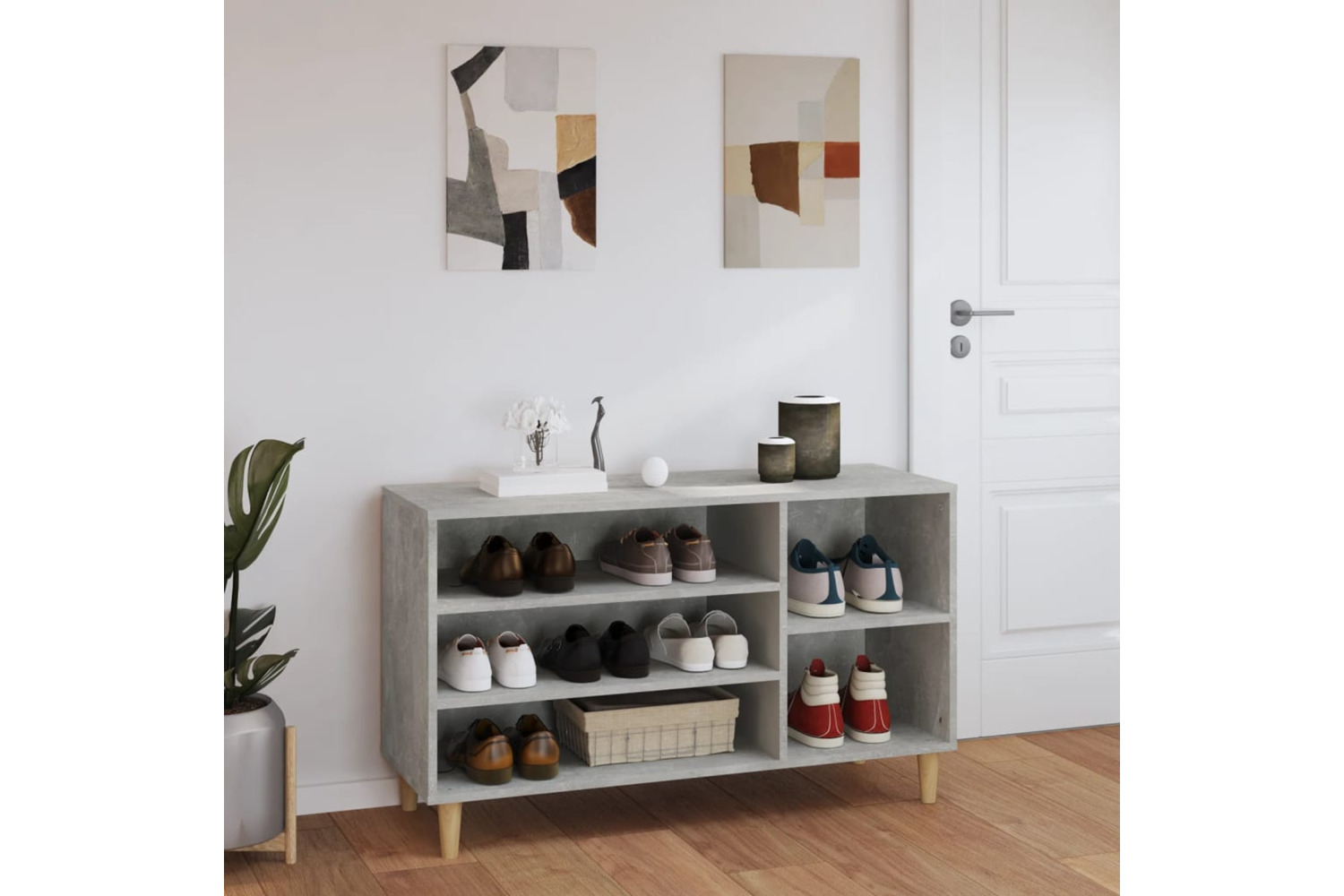 vidaXL 819744 Shoe Cabinet Concrete Grey 102x36x60cm Engineered Wood